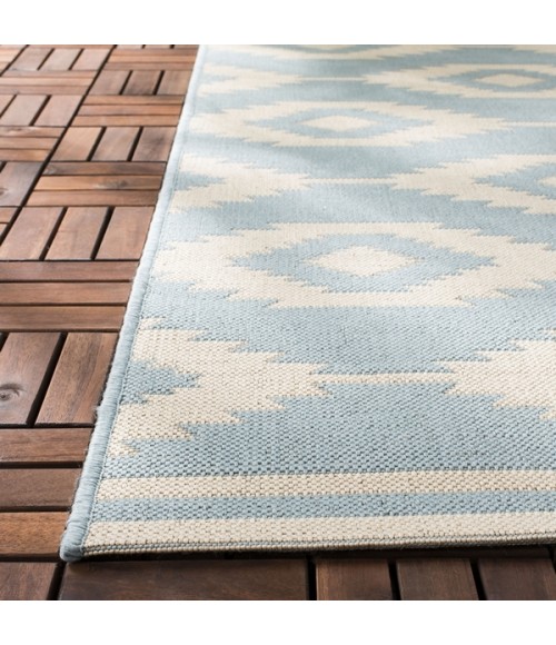 Safavieh Beach House BHS171 Cream / Aqua 2'-2" X 12' Runner Area Rug