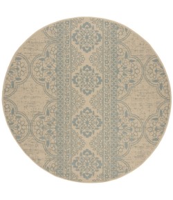 Safavieh Beach House BHS174 Aqua / Cream 4' X 4' Round Area Rug