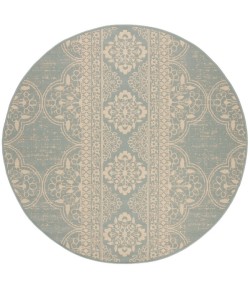 Safavieh Beach House BHS174 Cream / Aqua 4' X 4' Round Area Rug