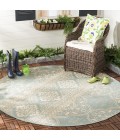 Safavieh Beach House BHS174 Cream / Aqua 8' X 8' Round Area Rug