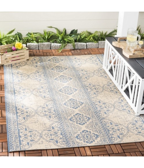 Safavieh Beach House BHS174 Blue / Creme 6'-7" X 6'-7" Square Area Rug