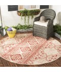 Safavieh Beach House BHS174 Red / Creme 4' X 4' Round Area Rug