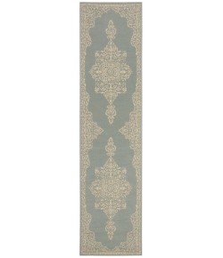 Safavieh Beach House BHS180 Cream / Aqua 2'-2" X 10' Runner Area Rug