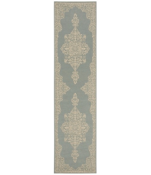 Safavieh Beach House BHS180 Cream / Aqua 2'-2" X 12' Runner Area Rug