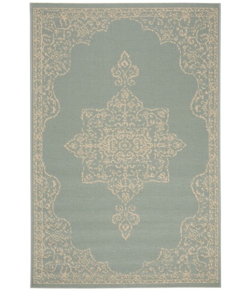 Safavieh Beach House BHS180 Cream / Aqua 3' X 5' Rectangle Area Rug