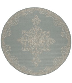 Safavieh Beach House BHS180 Cream / Aqua 4' X 4' Round Area Rug
