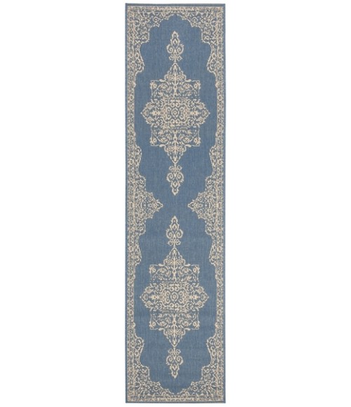 Safavieh Beach House BHS180 Cream / Blue 2'-2" X 8' Runner Area Rug