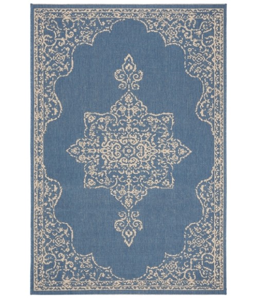 Safavieh Beach House BHS180 Cream / Blue 5'-3" X 7'-6" Rectangle Area Rug