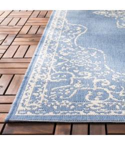 Safavieh Beach House BHS180 Cream / Blue 6'-7" X 6'-7" Square Area Rug