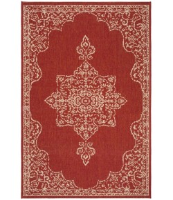 Safavieh Beach House BHS180 Red / Creme 4' X 4' Square Area Rug