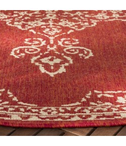 Safavieh Beach House BHS180 Red / Creme 4' X 4' Square Area Rug