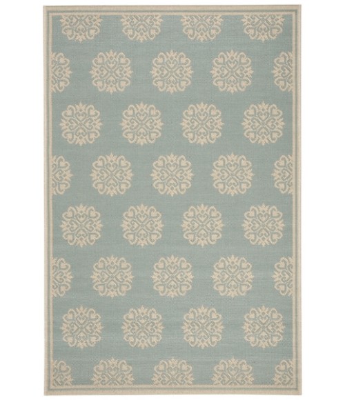 Safavieh Beach House BHS181 Aqua / Cream 6'-7" X 9'-2" Rectangle Area Rug
