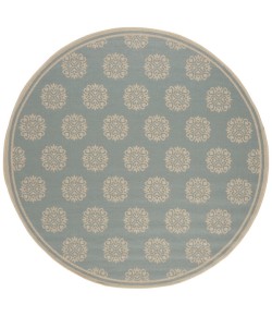 Safavieh Beach House BHS181 Aqua / Cream 8' X 8' Round Area Rug