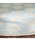 Safavieh Beach House BHS181 Aqua / Cream 8' X 8' Round Area Rug