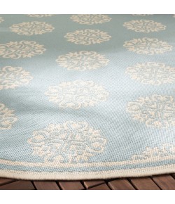 Safavieh Beach House BHS181 Aqua / Cream 8' X 8' Round Area Rug