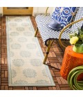 Safavieh Beach House BHS181 Cream / Aqua 2'-2" X 10' Runner Area Rug