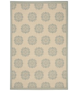 Safavieh Beach House BHS181 Cream / Aqua 4' X 4' Square Area Rug