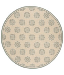 Safavieh Beach House BHS181 Cream / Aqua 4' X 4' Round Area Rug