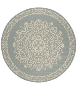 Safavieh Beach House BHS183 Cream / Aqua 4' X 4' Round Area Rug