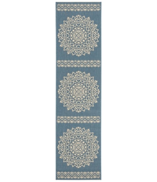 Safavieh Beach House BHS183 Cream / Blue 2'-2" X 12' Runner Area Rug