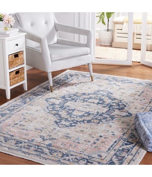 Safavieh Blair Washable BLR200 Beige / Navy 5'-3" X 7'-6" Rectangle Area Rug