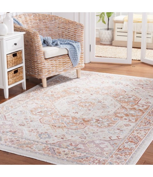 Safavieh Blair Washable BLR202 Beige / Rust 5'-3" X 7'-6" Rectangle Area Rug