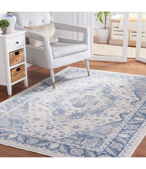 Safavieh Blair Washable BLR208 Beige / Grey Blue 5'-3" X 7'-6" Rectangle Area Rug