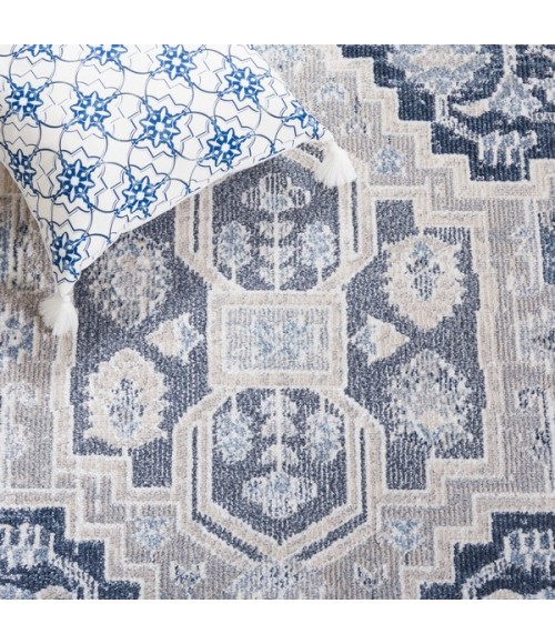 Safavieh Blair Washable BLR210 Beige / Navy 5'-3" X 7'-6" Rectangle Area Rug
