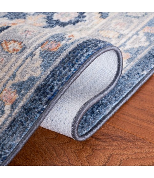 Safavieh Blair Washable BLR220 Grey / Navy 6'-7" X 6'-7" Square Area Rug