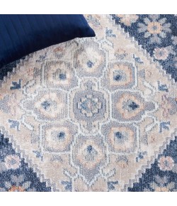 Safavieh Blair Washable BLR220 Grey / Navy 6'-7" X 6'-7" Square Area Rug