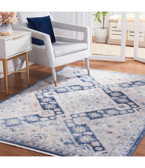 Safavieh Blair Washable BLR220 Grey / Navy 4' X 6' Rectangle Area Rug