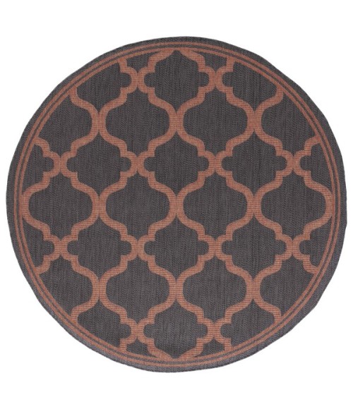 Safavieh Bermuda BMU810 Charcoal / Rust 6'-7" X 6'-7" Round Area Rug