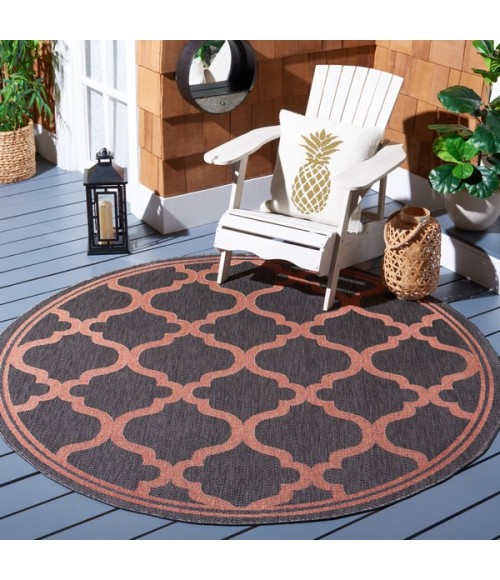 Safavieh Bermuda BMU810 Charcoal / Rust 6'-7" X 6'-7" Round Area Rug