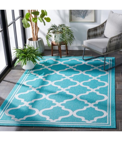 Safavieh Bermuda BMU810 Aqua / Grey 6'-7" X 9'-2" Rectangle Area Rug