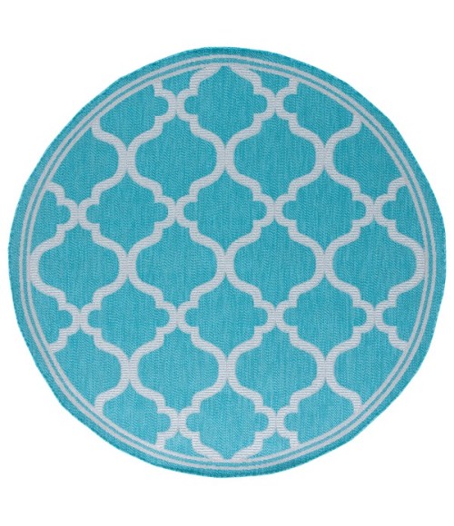 Safavieh Bermuda BMU810 Aqua / Grey 6'-7" X 6'-7" Round Area Rug