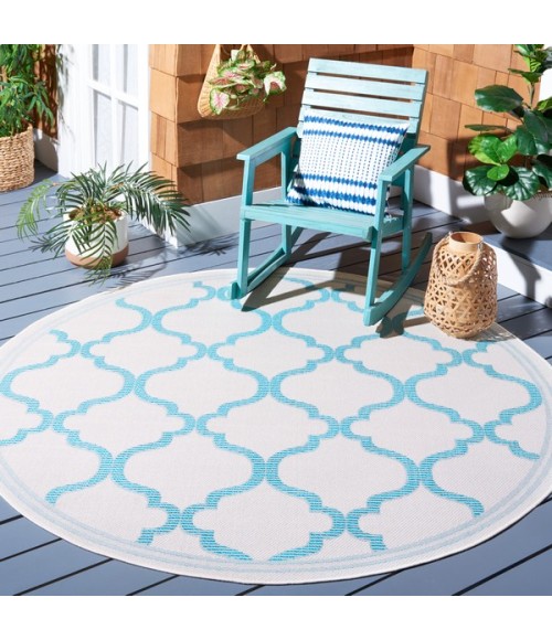 Safavieh Bermuda BMU810 Beige / Aqua 6'-7" X 6'-7" Round Area Rug