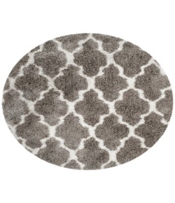 Safavieh Barcelona Shag BSG319 Silver / Ivory 5' X 5' Round Area Rug