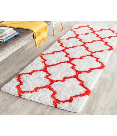 Safavieh Barcelona Shag BSG319 Ivory / Rust 2'-3" X 7' Runner Area Rug