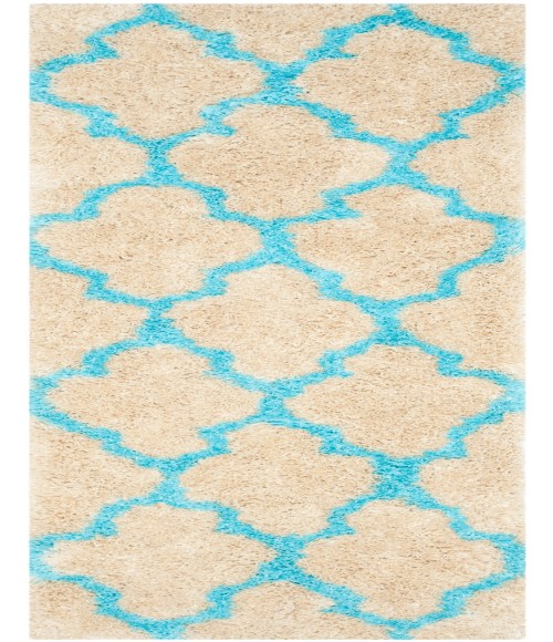 Safavieh Barcelona Shag BSG319 Cream / Blue 2'-3" X 7' Runner Area Rug