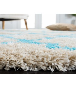 Safavieh Barcelona Shag BSG319 Cream / Blue 5' X 5' Round Area Rug