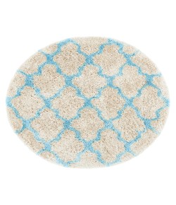 Safavieh Barcelona Shag BSG319 Cream / Blue 5' X 5' Round Area Rug