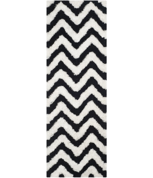 Safavieh Barcelona Shag BSG320 Ivory / Black 2'-3" X 7' Runner Area Rug