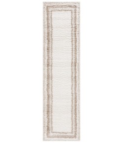 Safavieh Border & Stripe Shag BSP251 Ivory / Beige 2'-2" X 8' Runner Area Rug