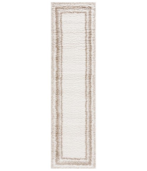 Safavieh Border & Stripe Shag BSP251 Ivory / Beige 2'-2" X 8' Runner Area Rug