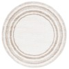 Safavieh Border & Stripe Shag BSP251 Ivory / Beige 6'-7" X 6'-7" Round Area Rug