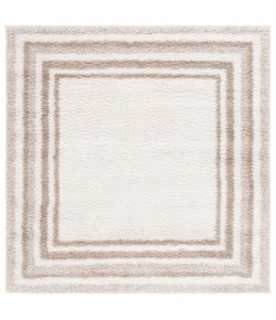 Safavieh Border & Stripe Shag BSP251 Ivory / Beige 6'-7" X 6'-7" Square Area Rug