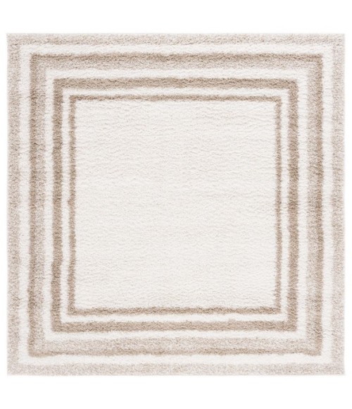 Safavieh Border & Stripe Shag BSP251 Ivory / Beige 6'-7" X 6'-7" Square Area Rug