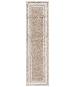 Safavieh Border & Stripe Shag BSP251 Beige / Ivory 2'-2" X 8' Runner Area Rug
