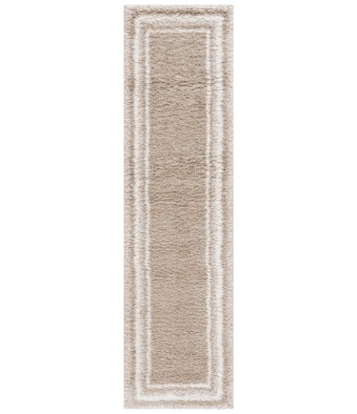 Safavieh Border & Stripe Shag BSP251 Beige / Ivory 2'-2" X 8' Runner Area Rug