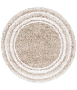 Safavieh Border & Stripe Shag BSP251 Beige / Ivory 6'-7" X 6'-7" Round Area Rug